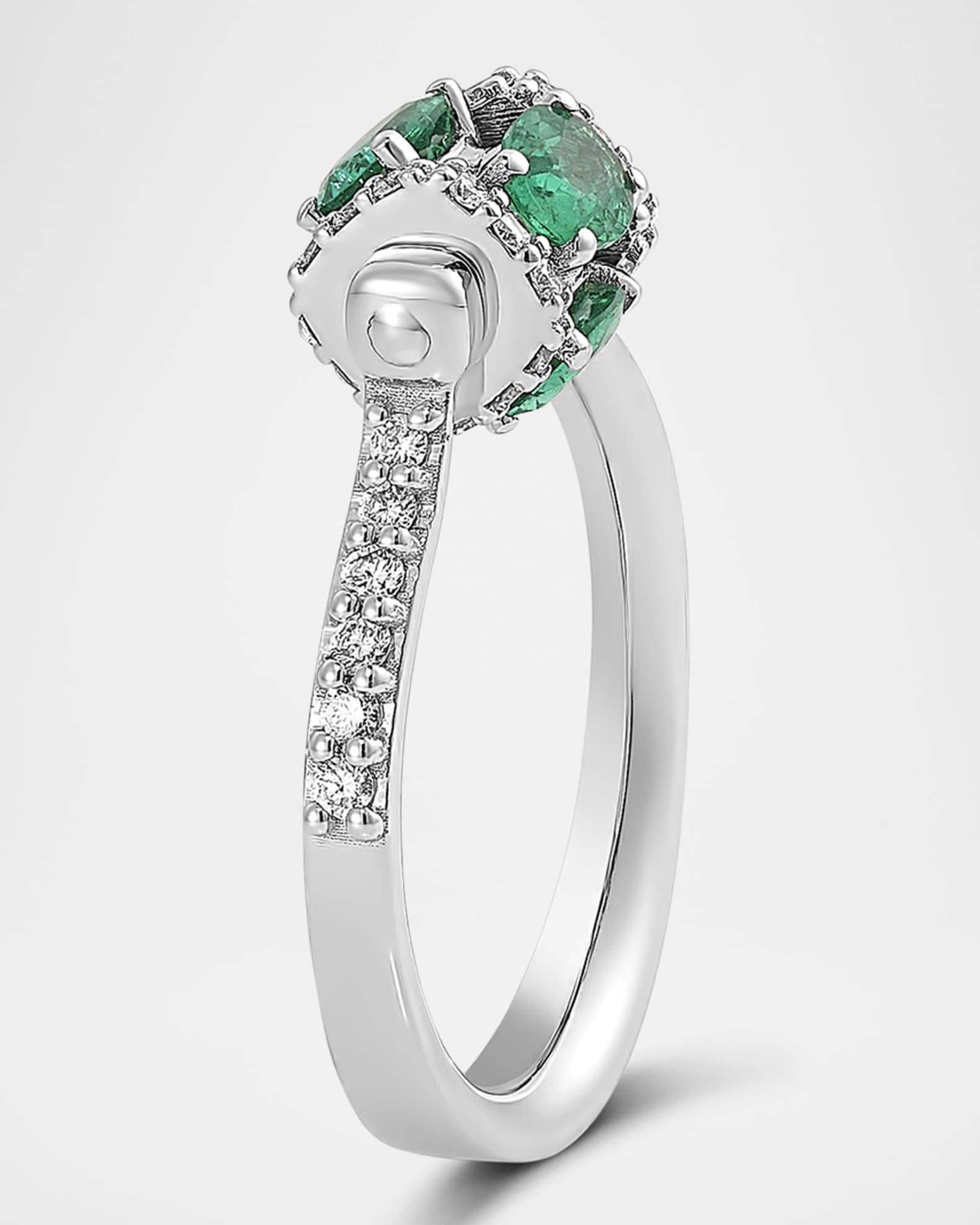 Procida Ring in 18K White Gold with Emeralds and Diamonds Product Image