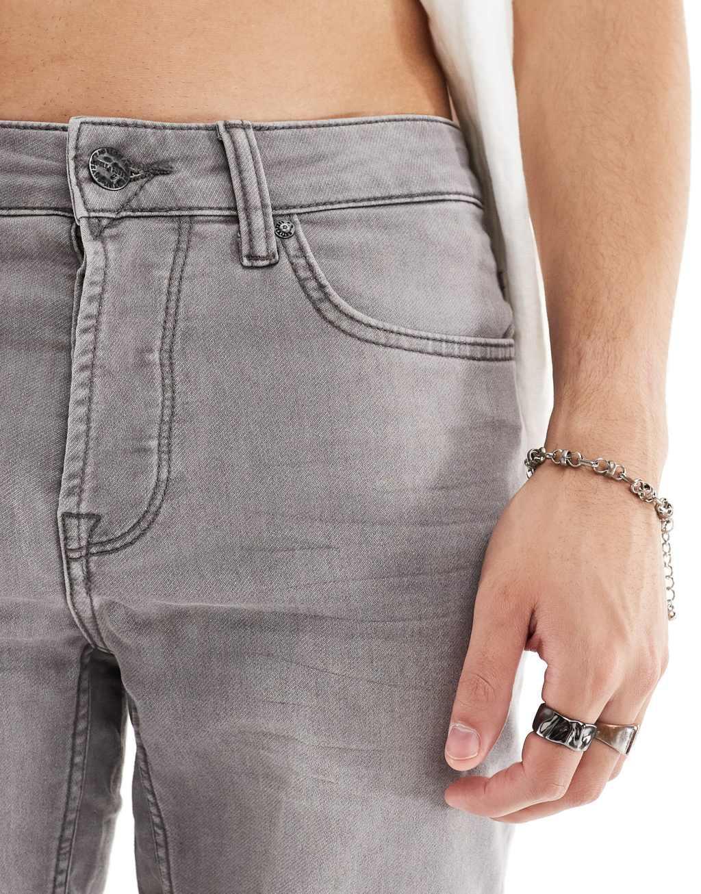 Only & Sons jog denim shorts in gray wash Product Image