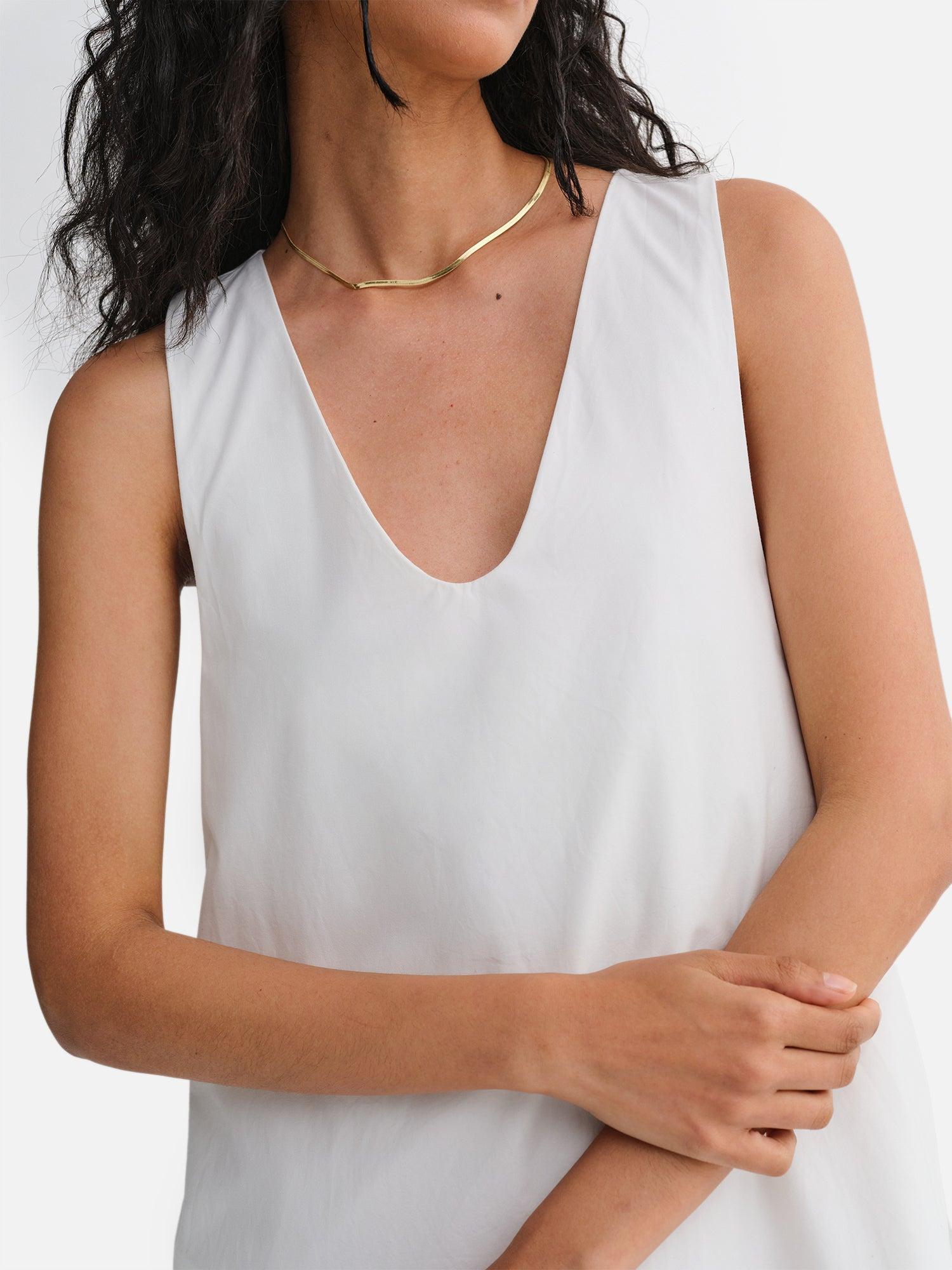 Organic Poplin Tank Pleated Dress Female Product Image