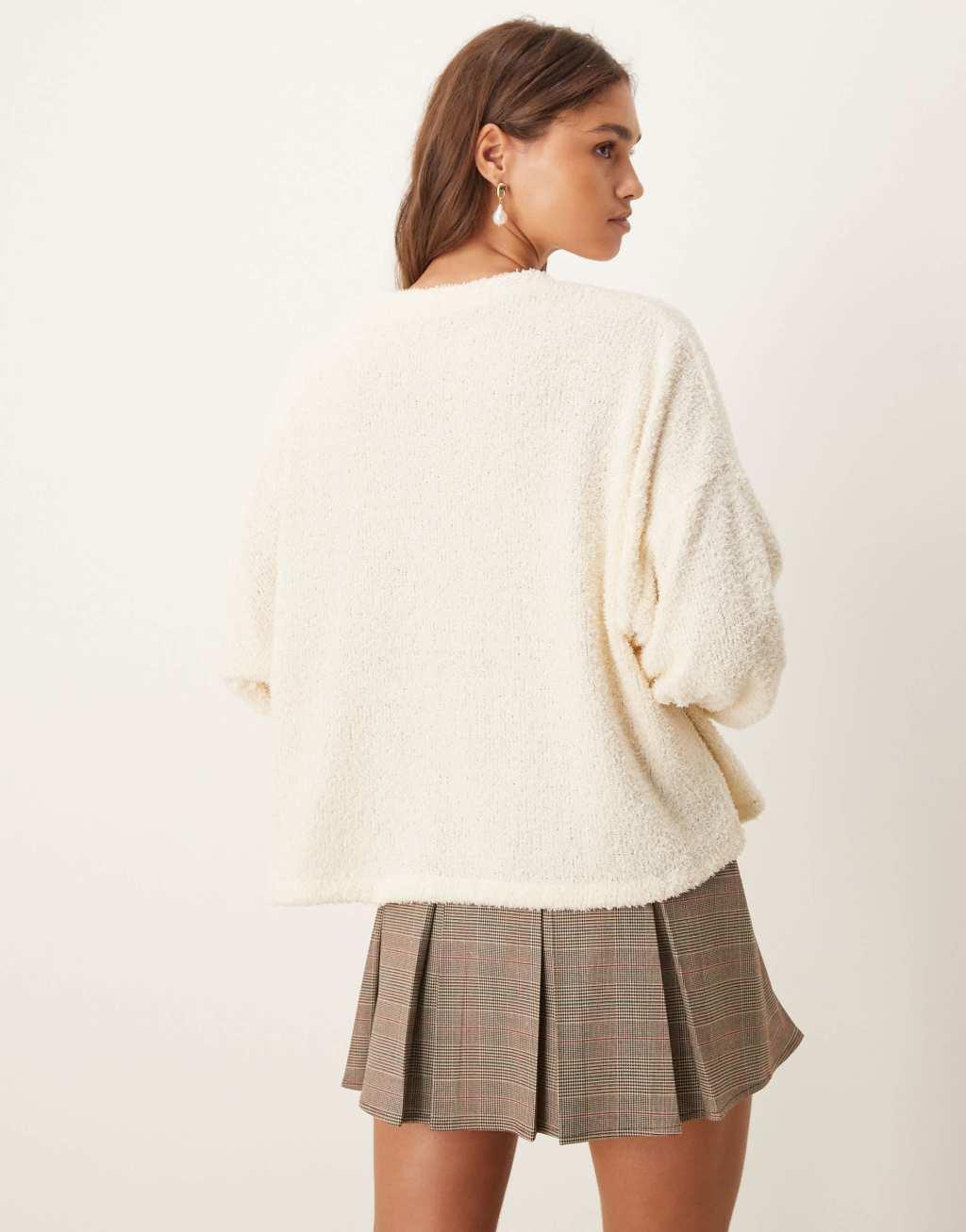 ASOS DESIGN boucle knit sweater in cream Product Image