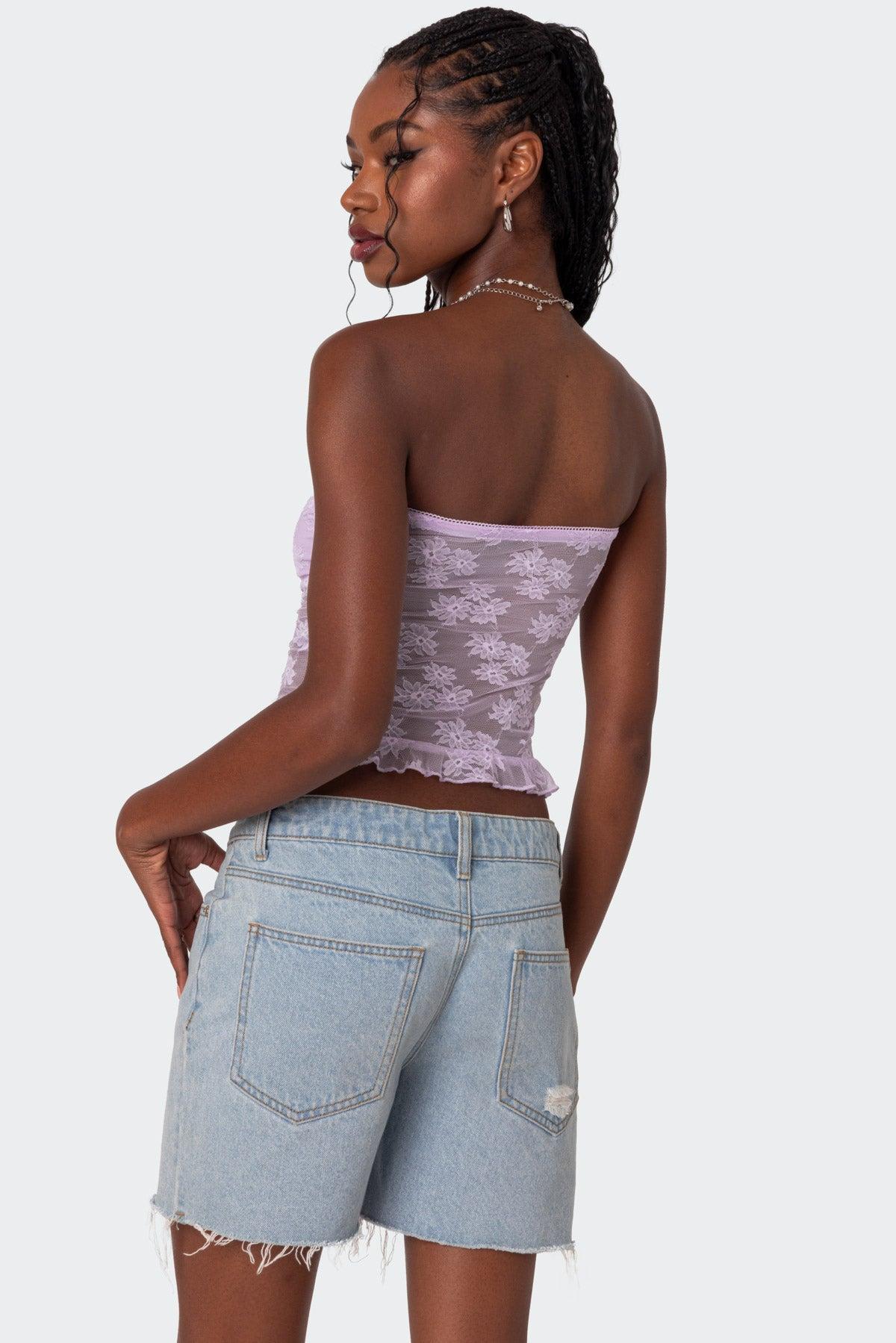 Ballet Sheer Lace Tube Top Product Image