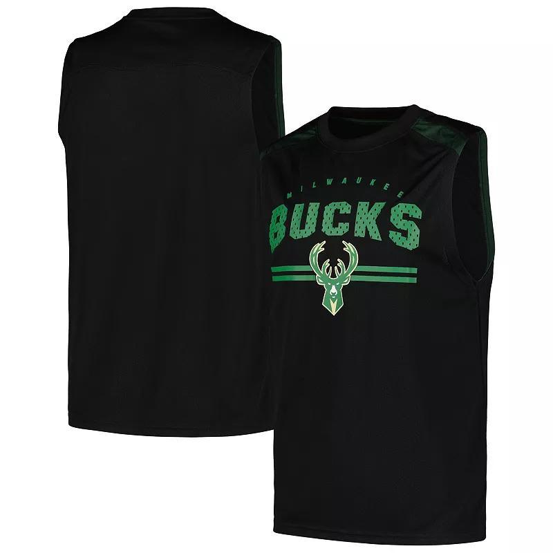 Men's Fanatics Black Milwaukee Bucks Birdseye Muscle Tank Top, Size: Medium Product Image