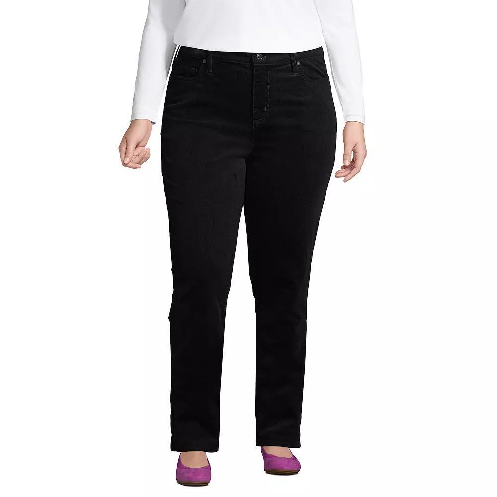 Plus Size Lands' End Midrise Straight-Leg Corduroy Pants, Women's, Size: 16WX30, Black Product Image