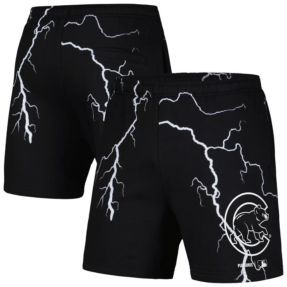 Men's PLEASURES  Black Chicago Cubs Lightning Shorts, Size: 2XL Product Image