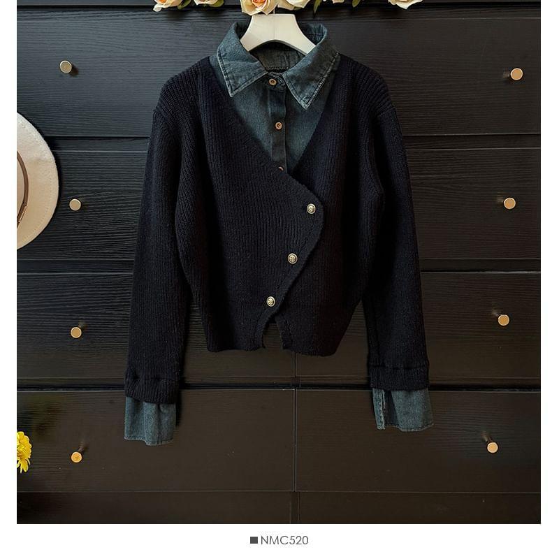 Mock Two-Piece Loose Knit Top Product Image
