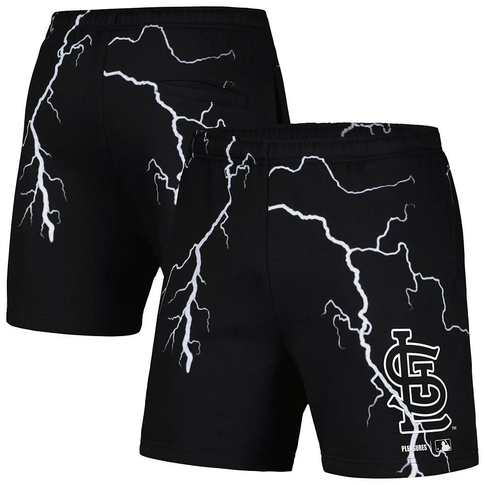Men's PLEASURES  Black St. Louis Cardinals Lightning Shorts, Size: Medium Product Image