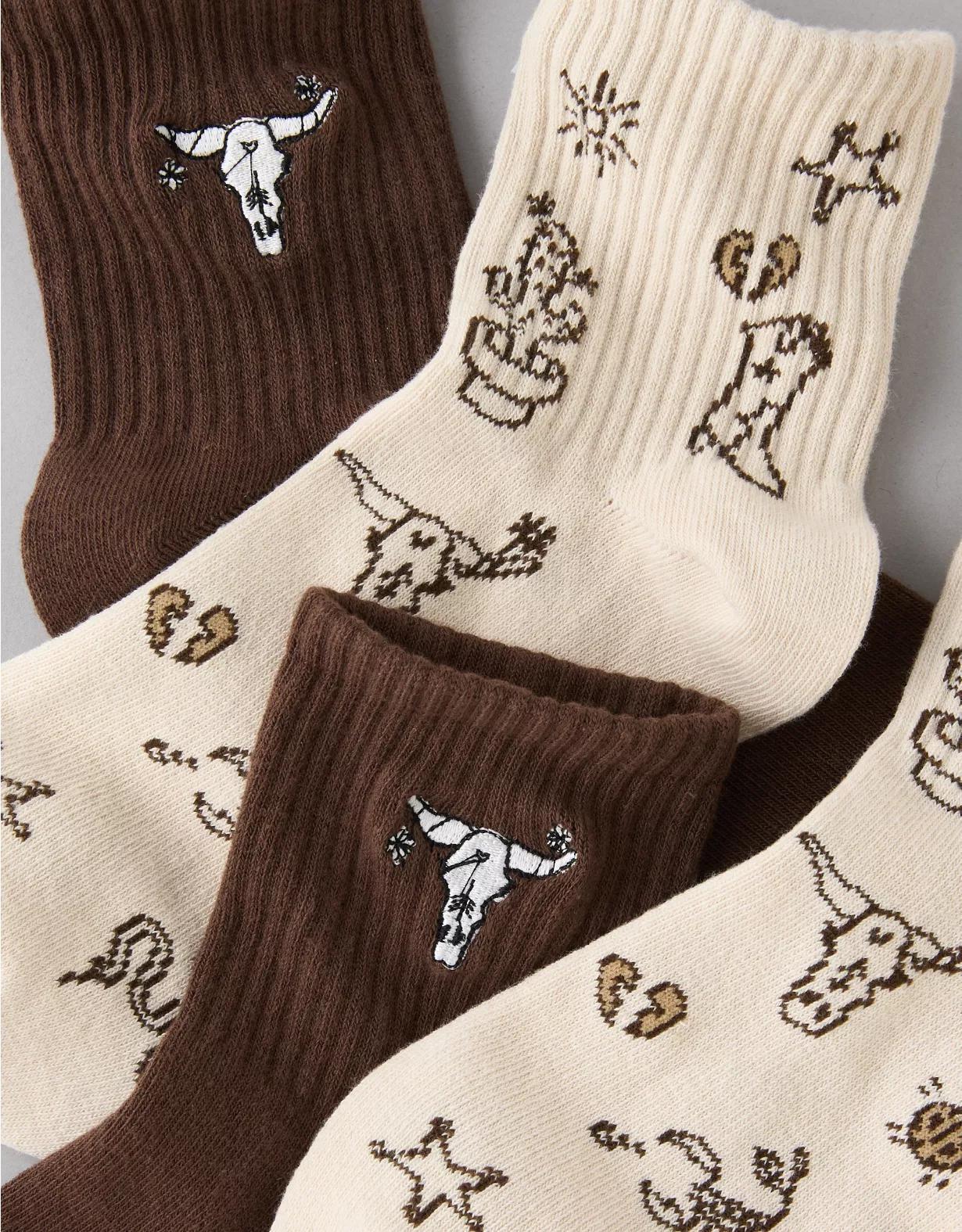 AE Western Doodle Boyfriend Socks 2-Pack Product Image