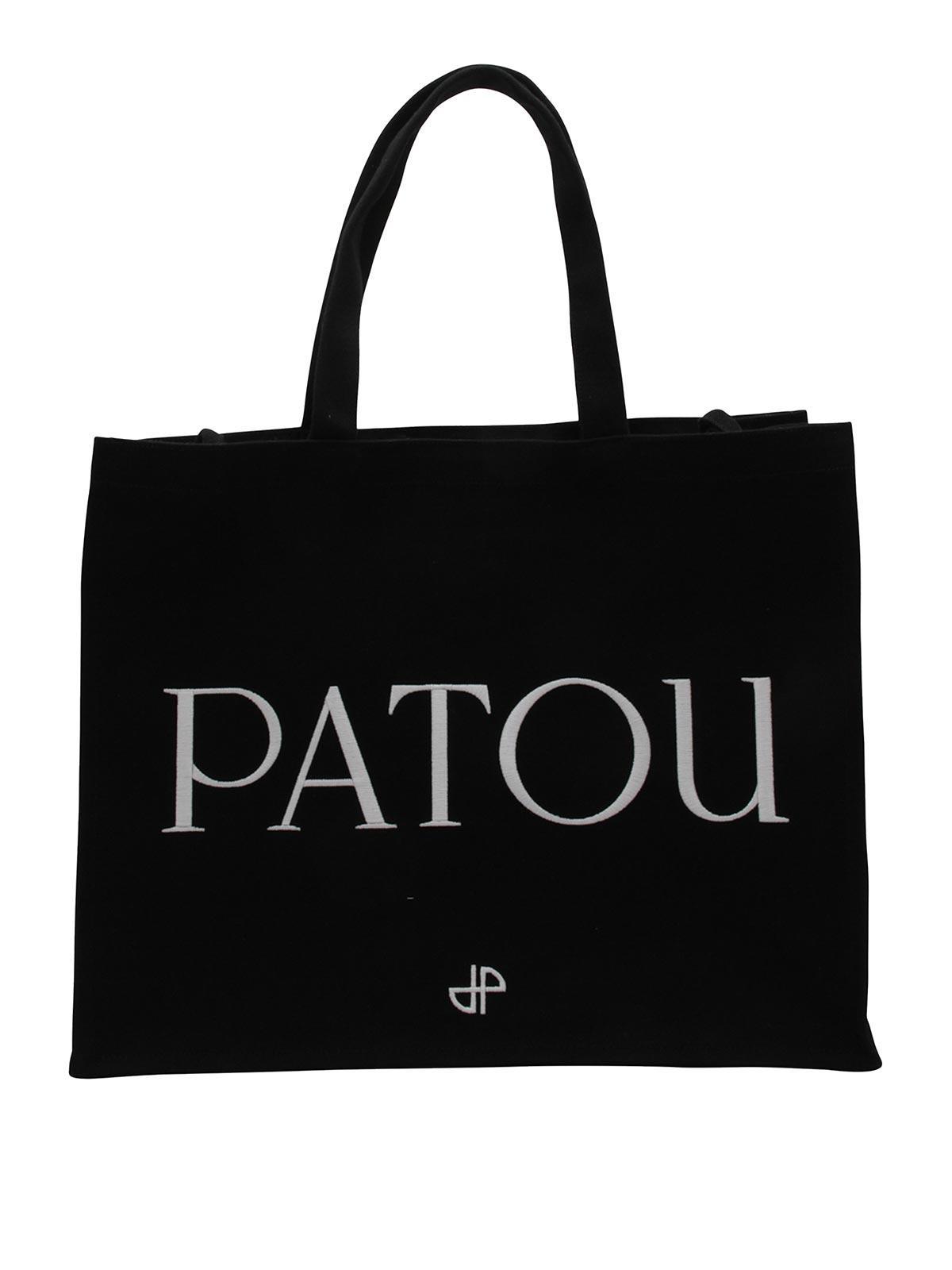 PATOU Large Tote Bag - Cotton - Black Product Image