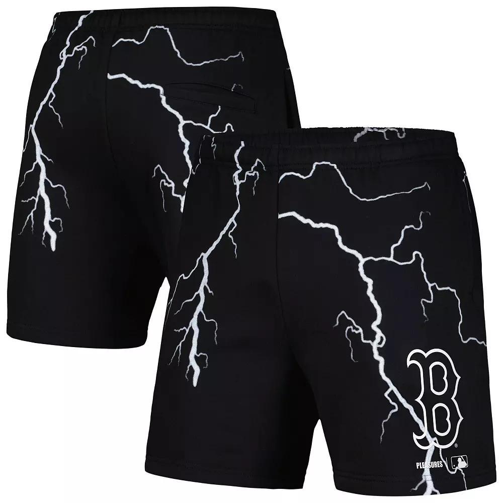 Men's PLEASURES  Black Boston Red Sox Lightning Shorts, Size: Large Product Image