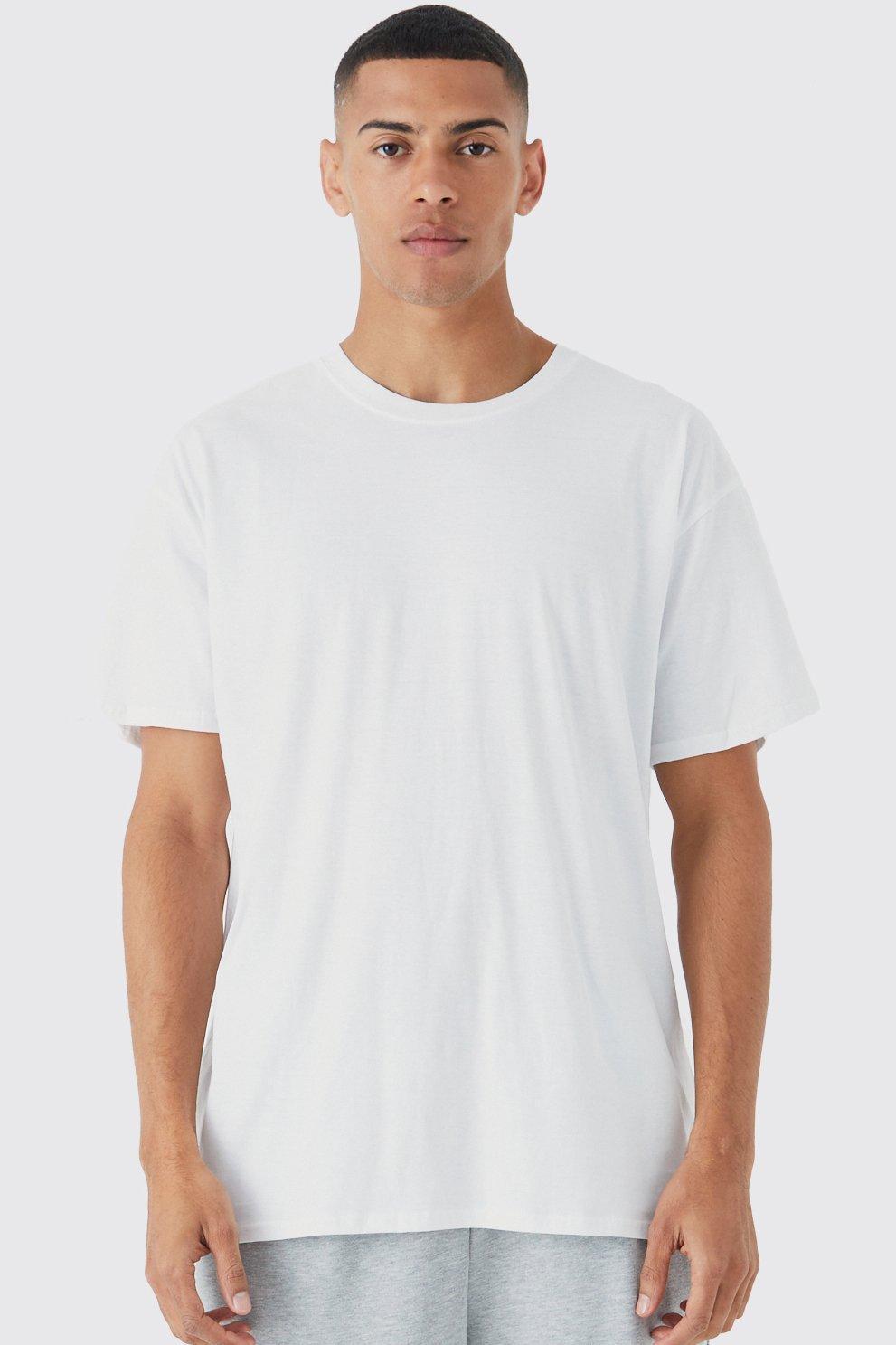 Mens Basic Oversized Crew Neck T-shirt - White Product Image