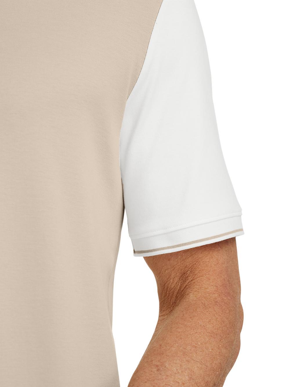 Cotton Three Button Polo - Tan Product Image