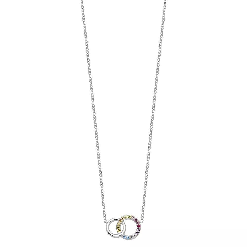 Sophie Miller Colorful Cubic Zirconia Intertwined Circle Necklace, Women's, Size: 16", Sterling Product Image