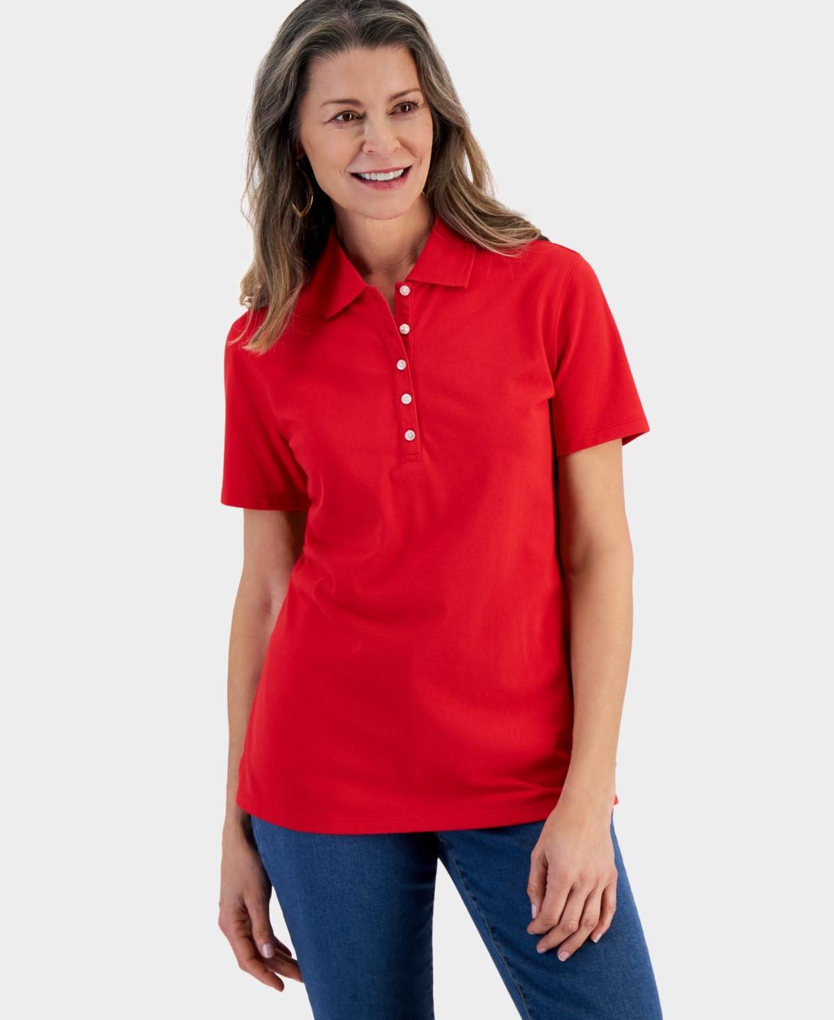 Style & Co Womens Short-Sleeve Cotton Polo Shirt, Created for Macys Product Image