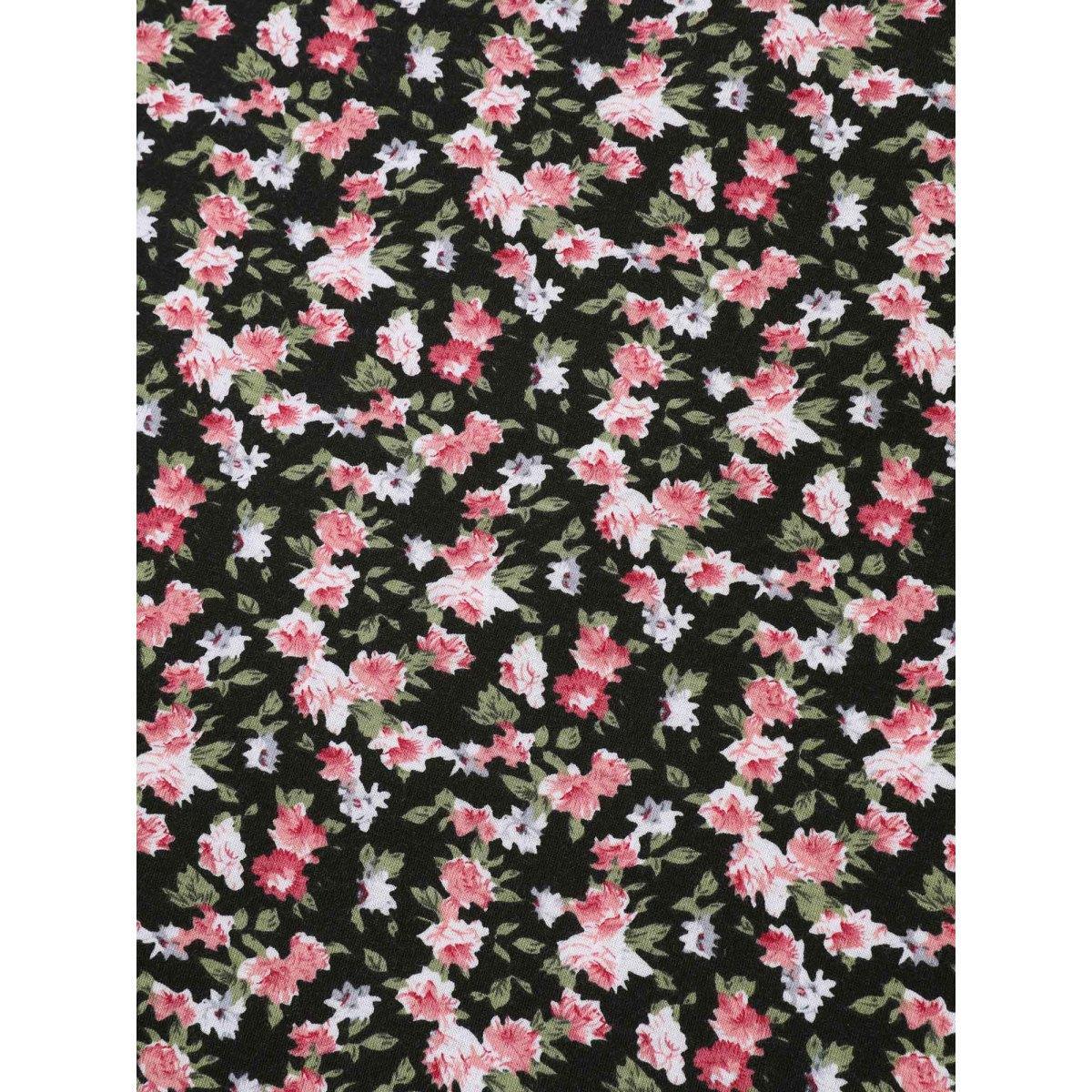Plus Size Floral Print Square Neck Straight-Fit Midi Dress Black Women Casual Non U-neck Short sleeve Curvy BloomChic 22-24/3X Product Image