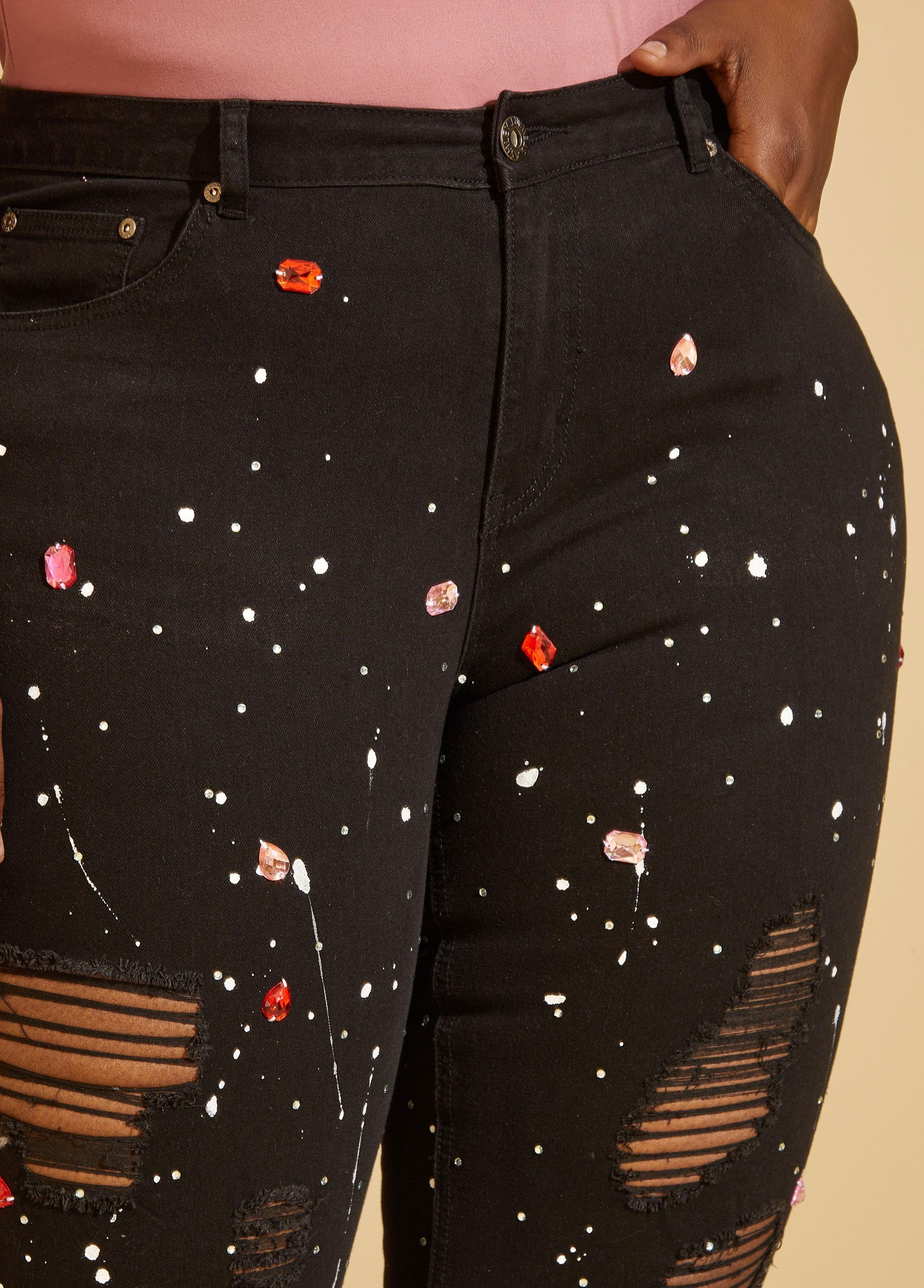 Embellished Distressed Jeans Product Image
