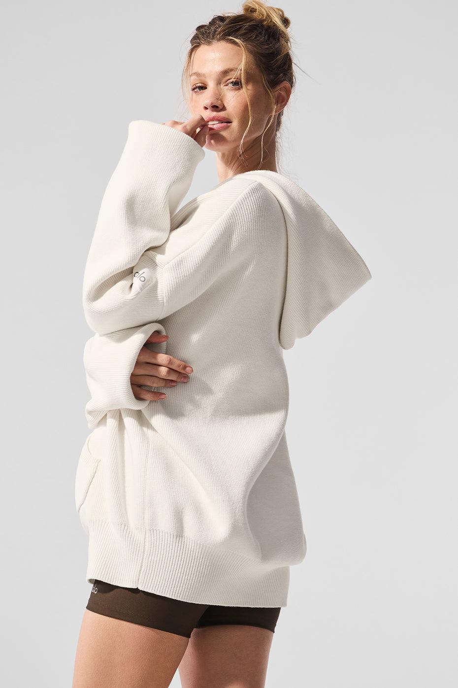 Alo Yoga | Scholar Hooded Sweater Top White Product Image