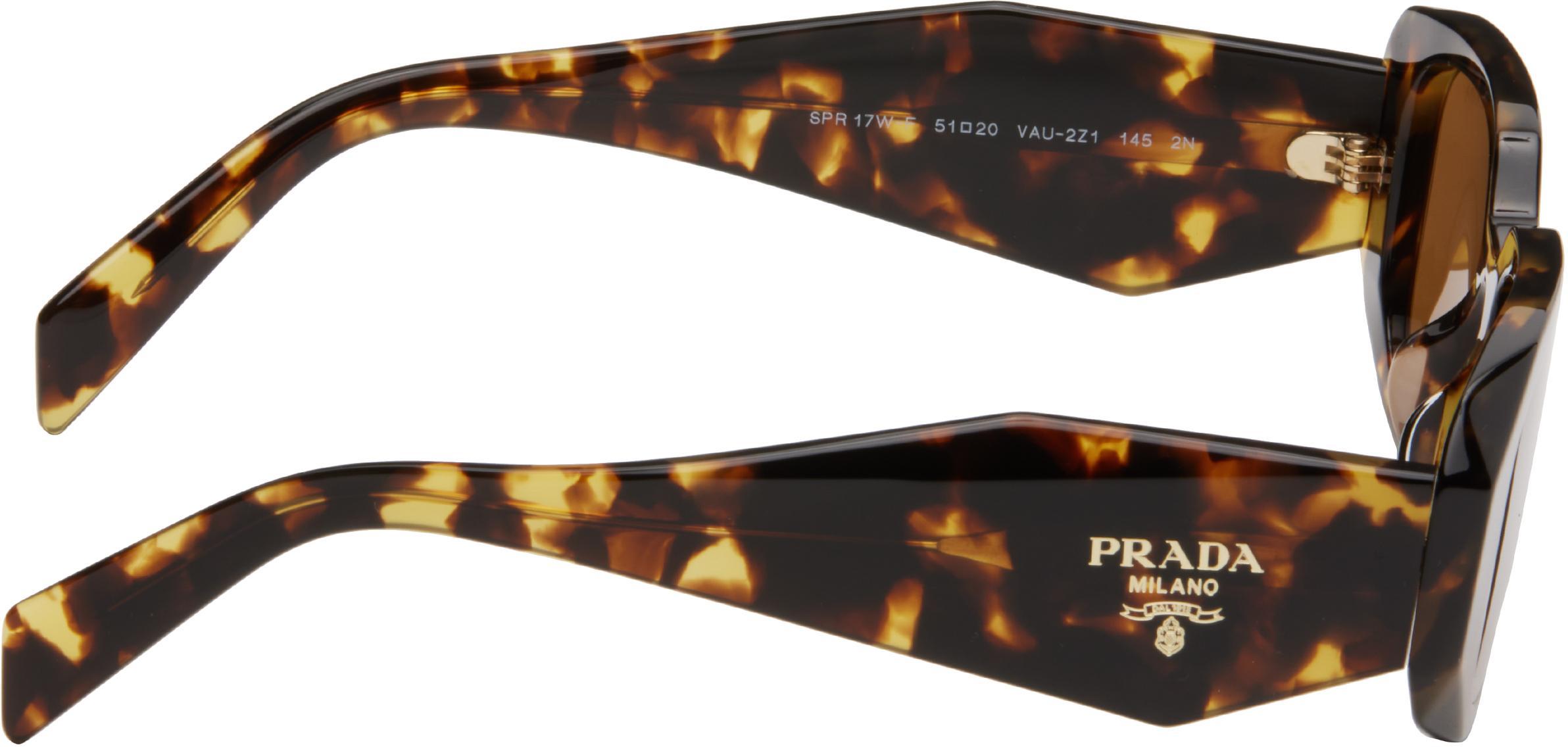PRADA Brown Rounded Rectangle Acetate Sunglasses In Black Product Image