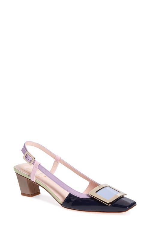 Belle Vivier Buckle Colorblock Patent Leather Slingback Pumps Product Image