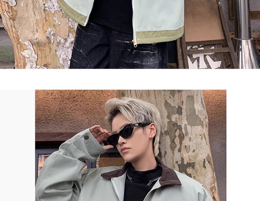 Contrast Collar Panel Zip Jacket Product Image