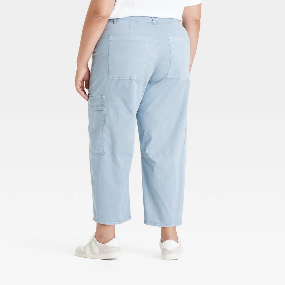 Women's Mid-Rise Barrel Leg Cargo Pants - Universal Thread™ Light Blue 28 Product Image