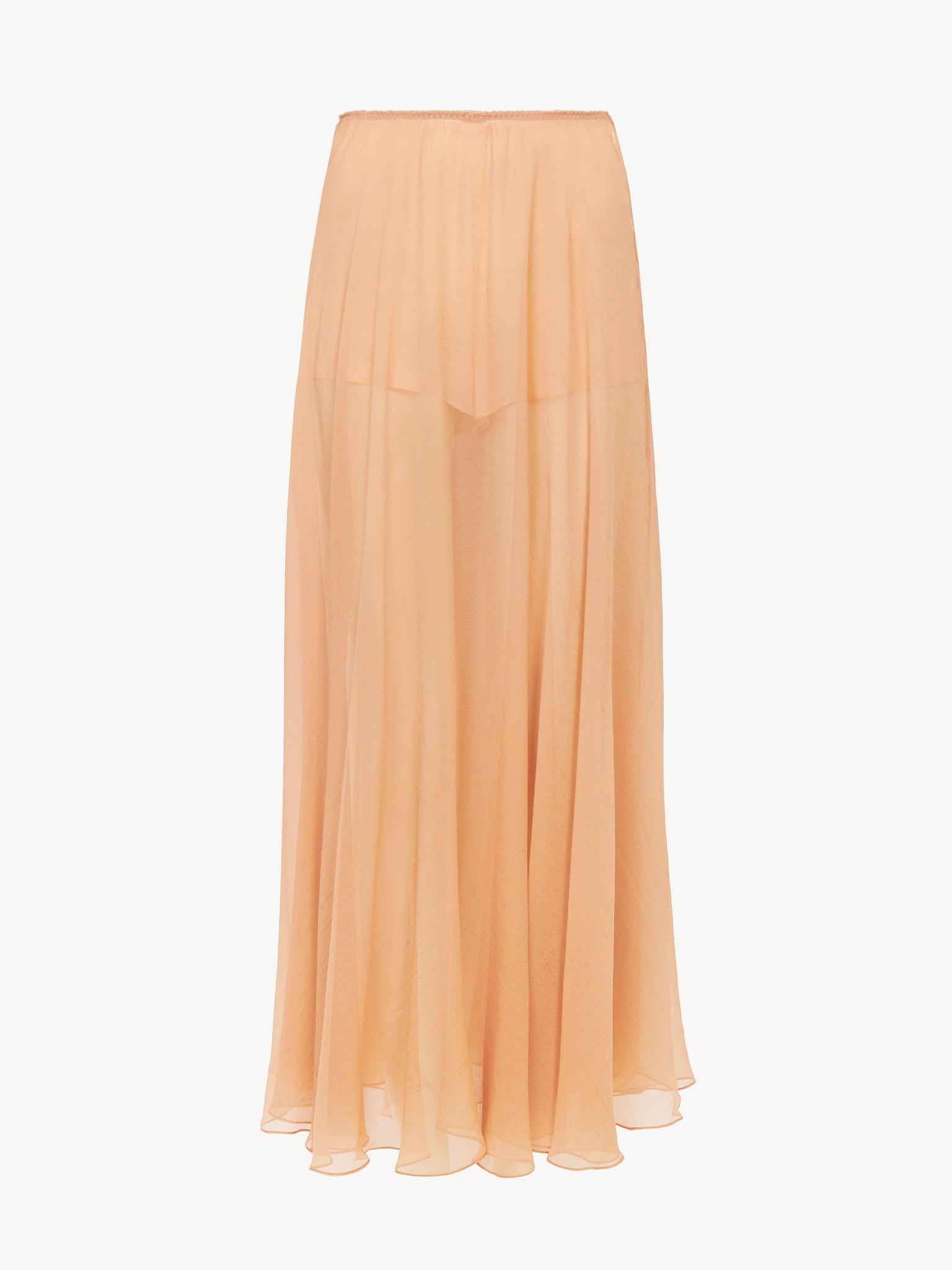 Fluid long skirt in silk mousseline Product Image