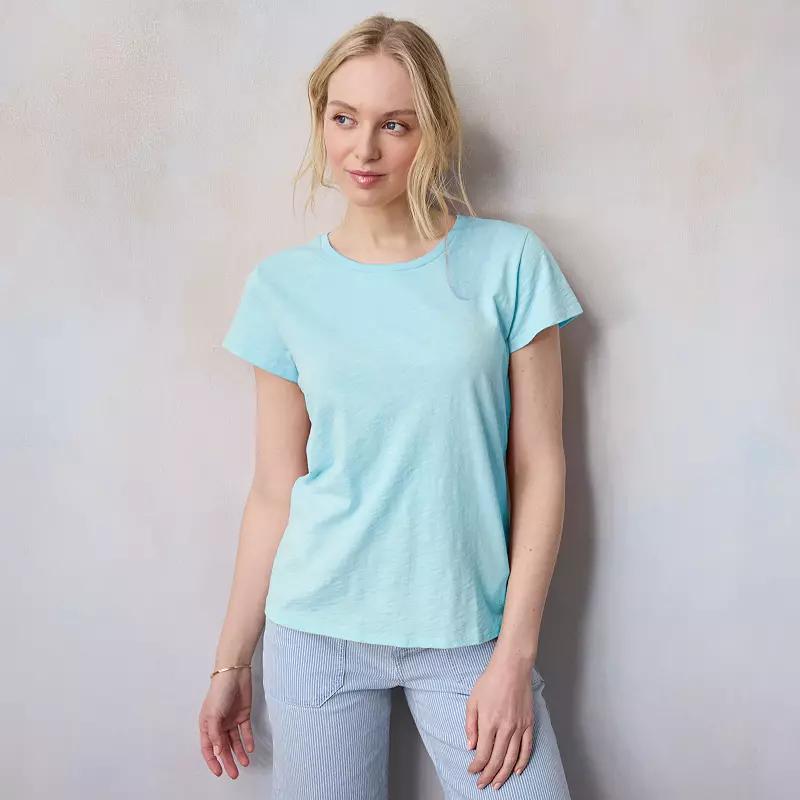 Women's LC Lauren Conrad Short Sleeve Crewneck Tee, Size: Small, Grey White Product Image