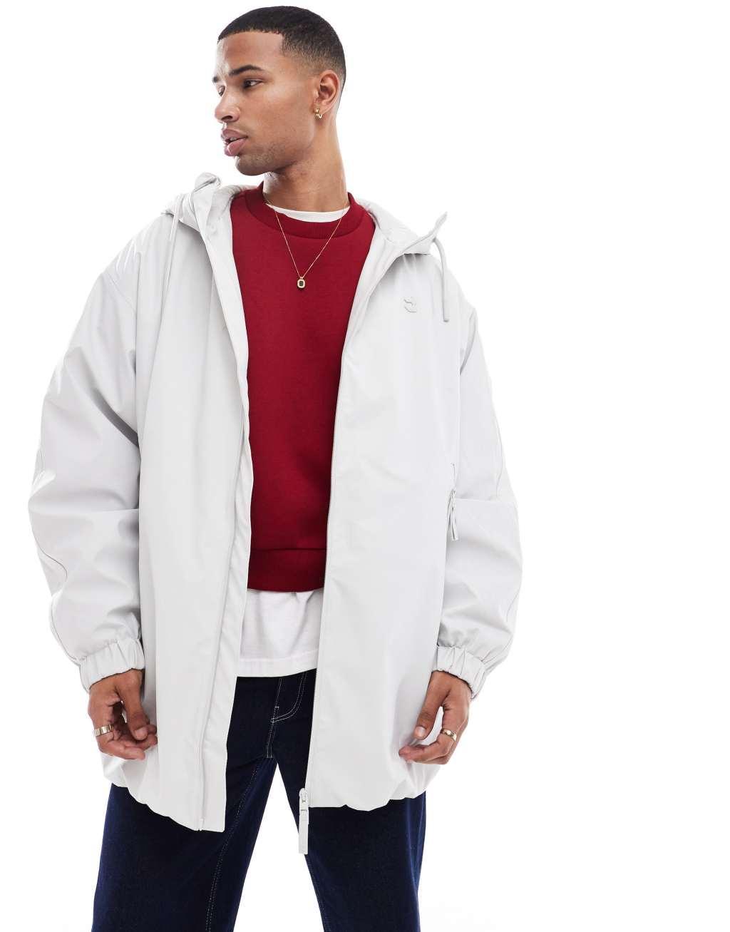 Bershka nylon tech raincoat in ice Product Image