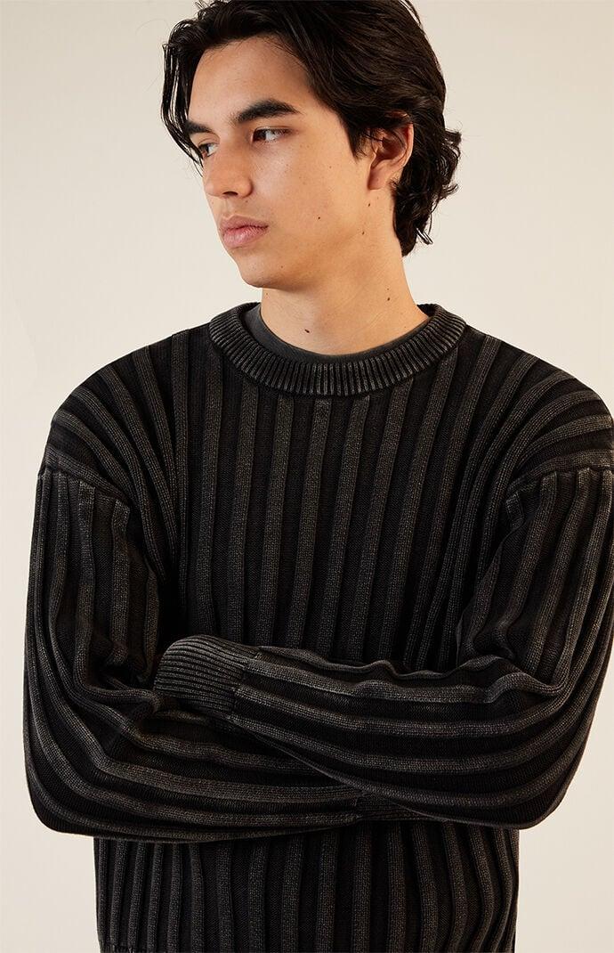 Men's Wide Ribbed Knit Crew Neck Sweater - Product Image