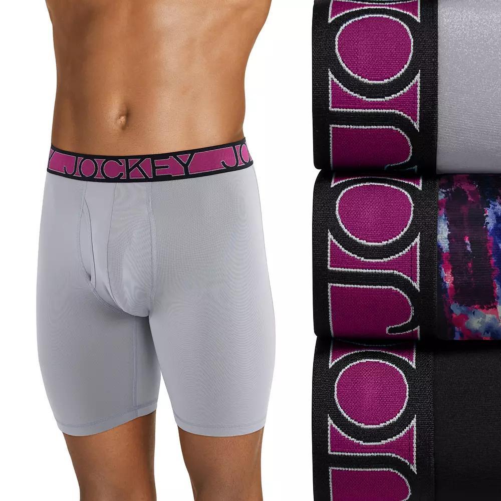 Men's Jockey 3-Pack Active Microfiber 9" Long Leg Boxer Briefs, Size: Large, Dove Gray Team Product Image