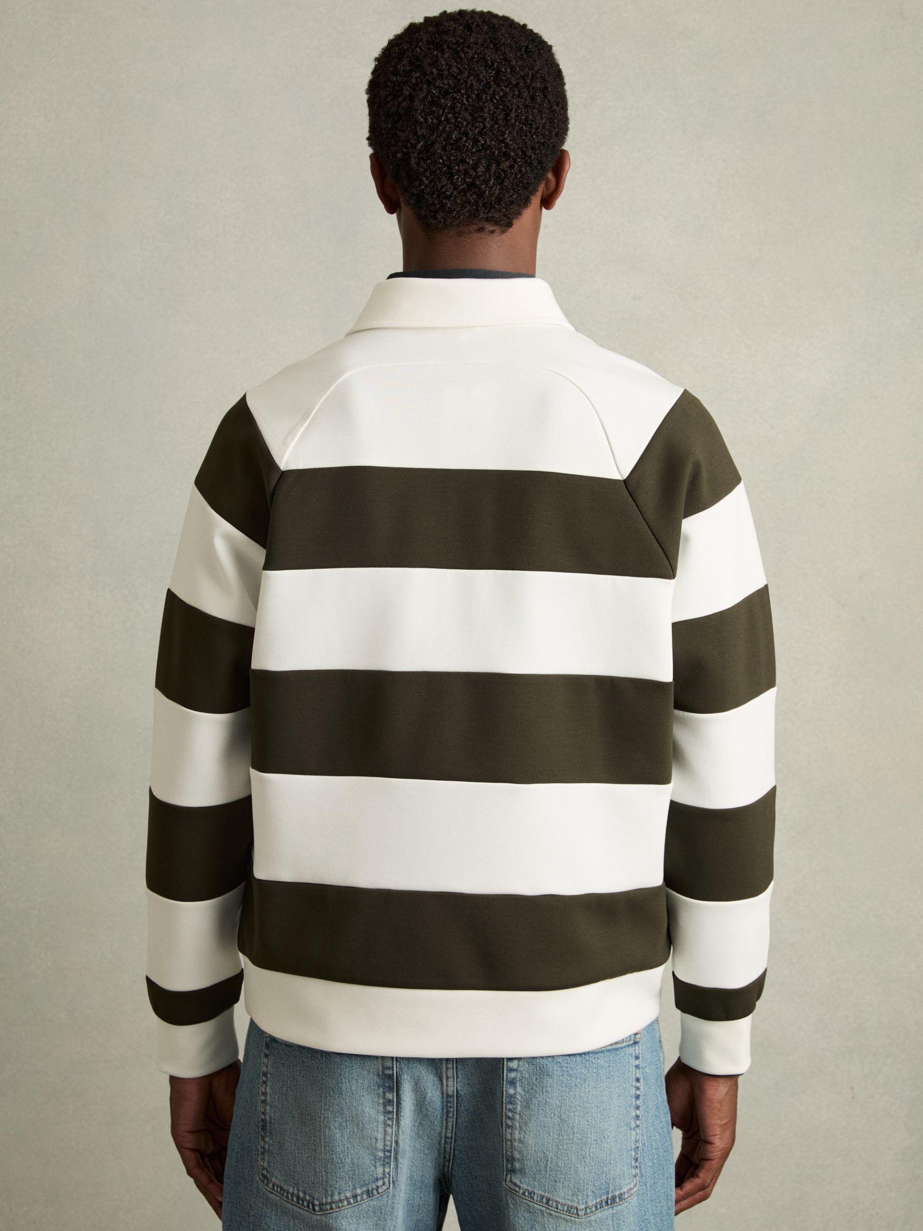 Rugby-Stripe Long-Sleeve T-Shirt in White/Dark Green Product Image
