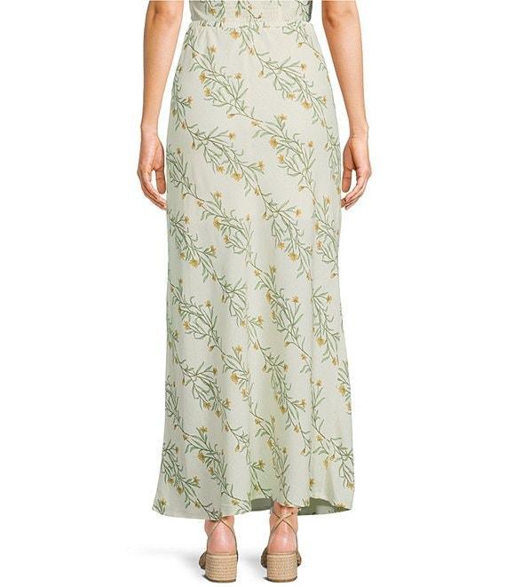 Blu Pepper Linen Blend Floral Print Coordinating Maxi Skirt Product Image