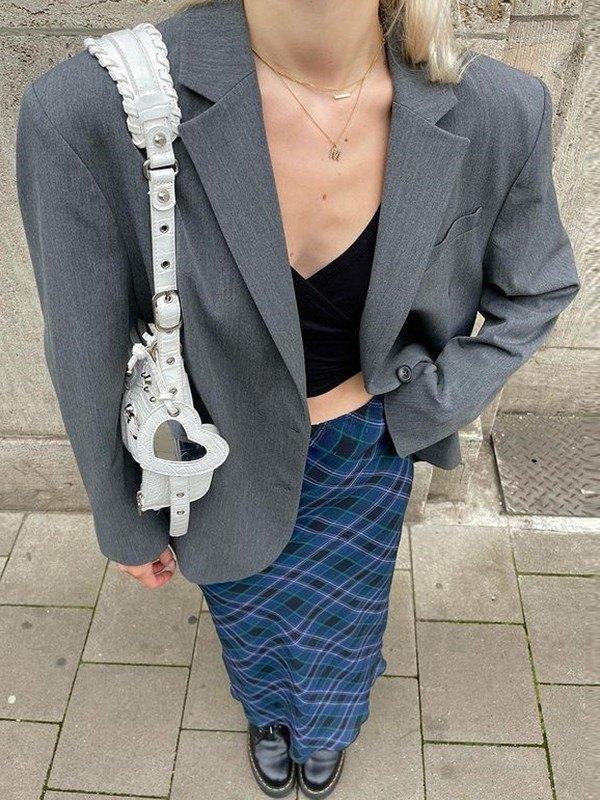 Vintage Checkered Maxi Skirt Product Image