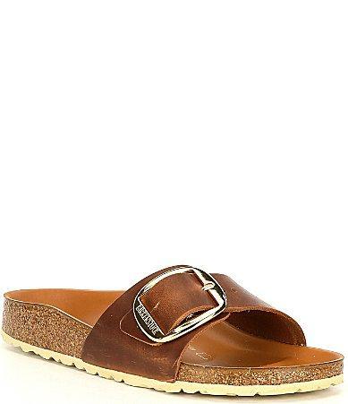 Birkenstock Womens Madrid Big Buckle Detail Oiled Leather Sandals Product Image