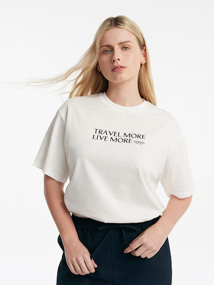 Pure Cotton Chic Letter Print Women T-Shirt Product Image