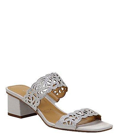 J. Renee Keetan Satin Rhinestone Embellished Dress Slide Sandals Product Image
