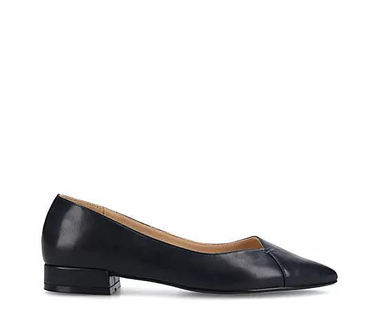 Journee Medium and Wide Width Carmin Women's Slip-On Low Block Heel Dress Flats, Size: 6 Wide, Blue Product Image