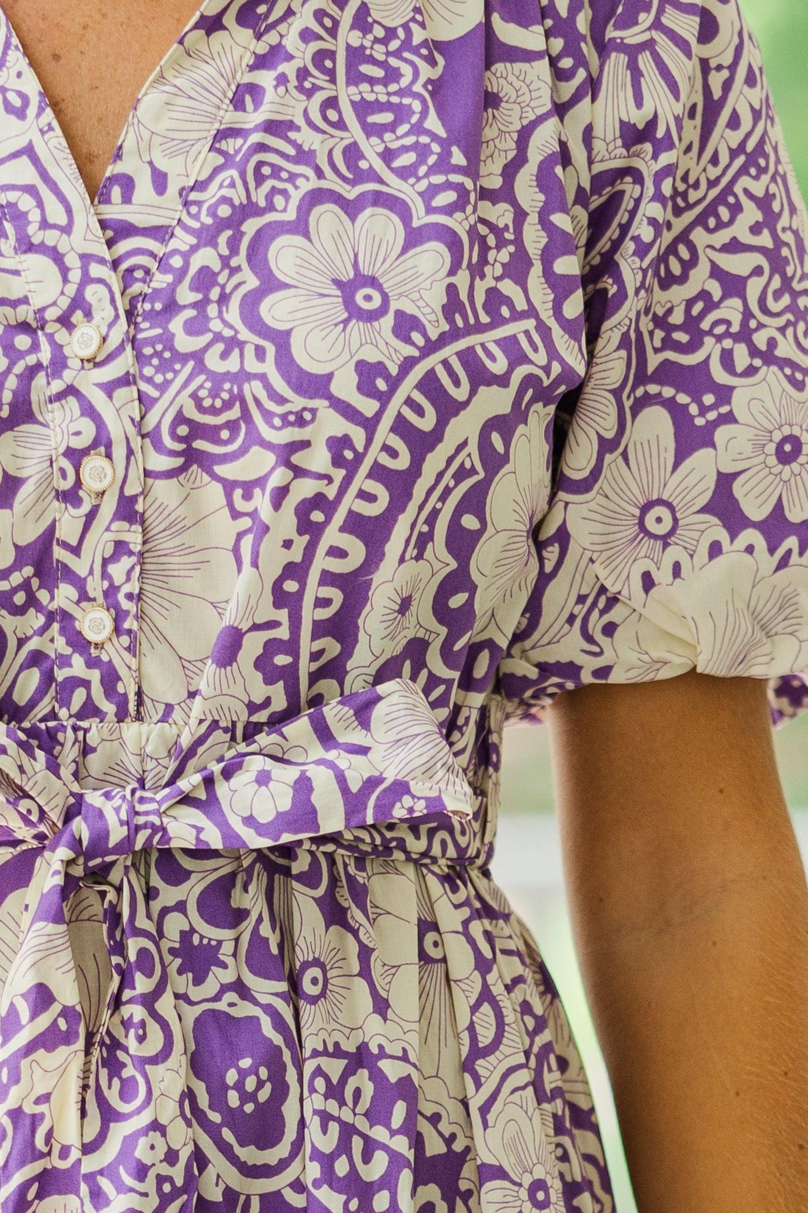 There You Go Lavender Purple Floral Midi Dress Female Product Image