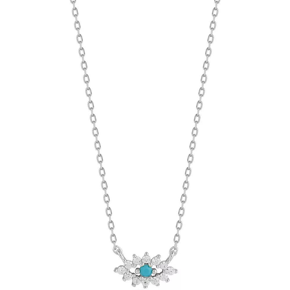 Sunkissed Sterling Cubic Zirconia Dainty Evil Eye Pendant Necklace, Women's, Size: 18", Silver Tone Product Image