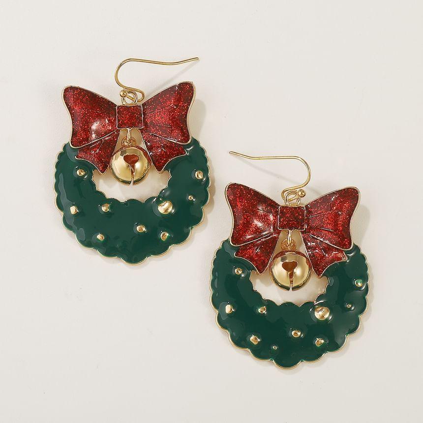 Enamel Christmas Wreath Drop Earring Product Image