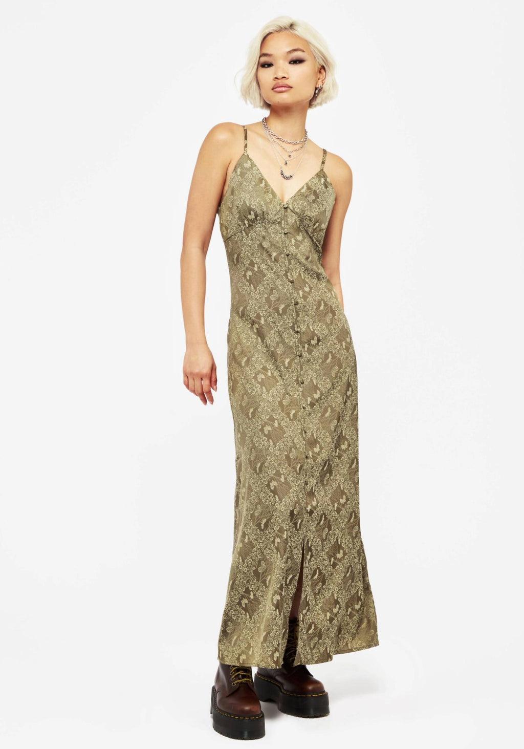 Yara Floral Print Button Up Maxi Slip Dress Product Image