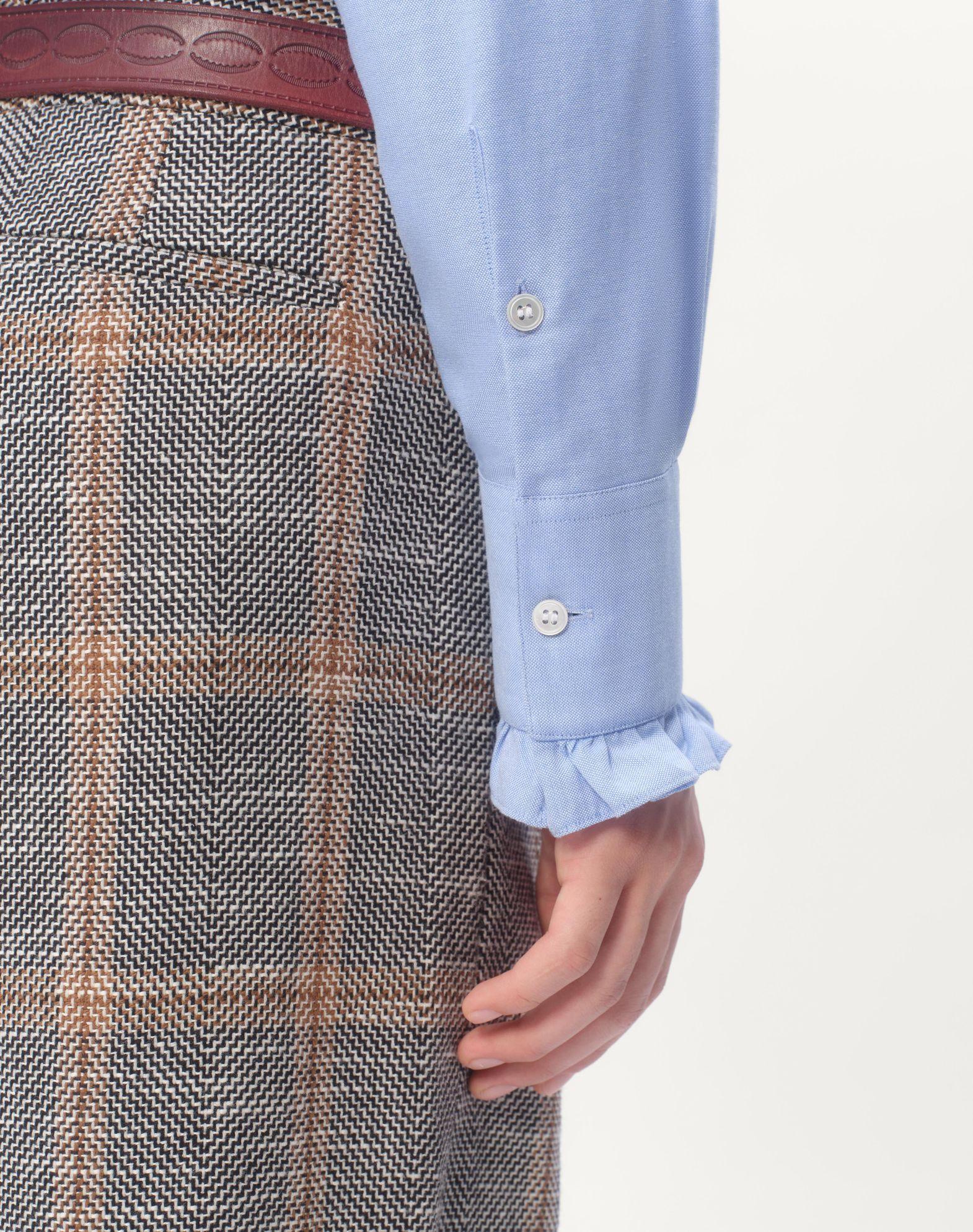 Cotton Shirt With Plastron And Ruffles Product Image