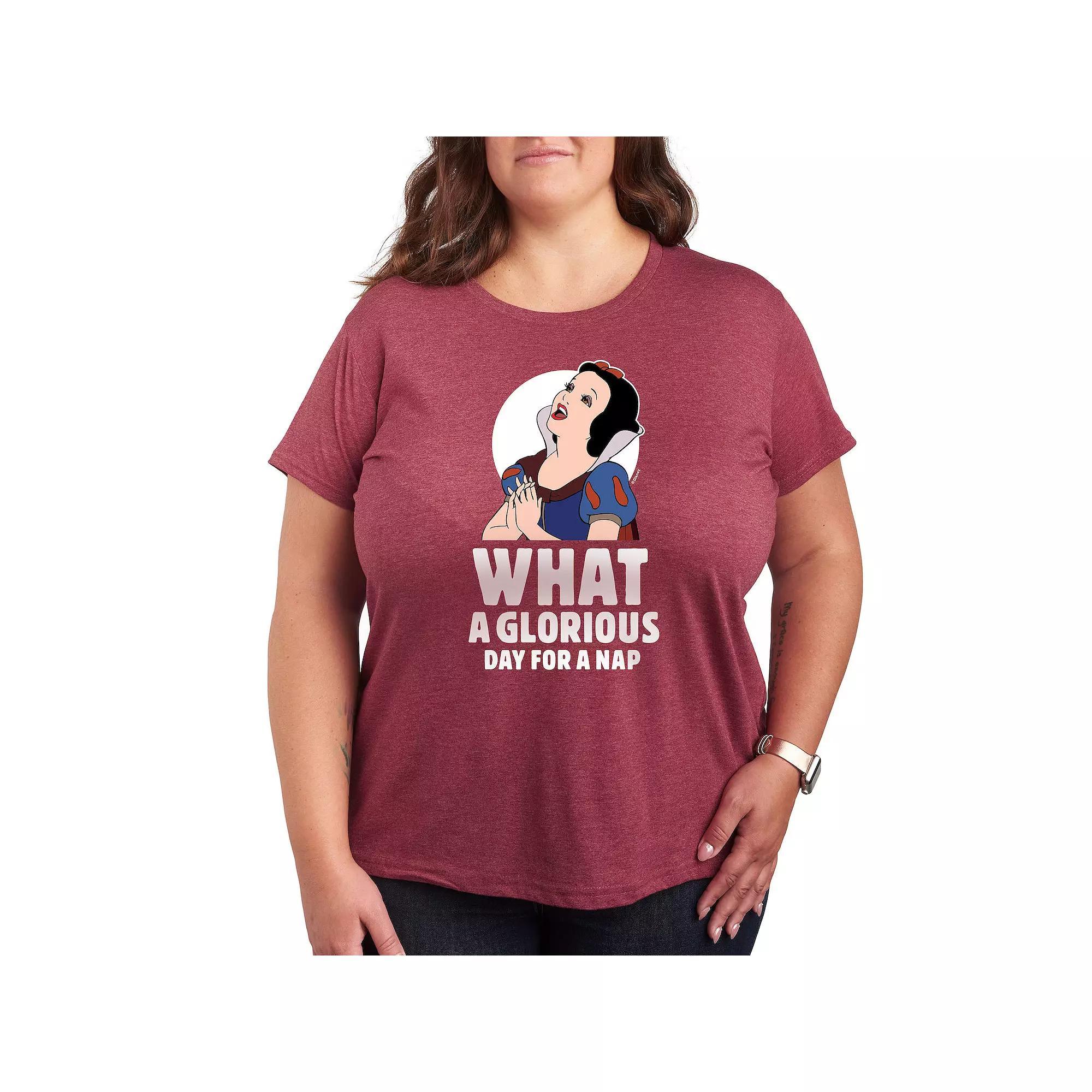 Disney Princess Snow White Plus Nap Graphic Tee, Women's, Size: 1XL, Grey Dark Red Product Image