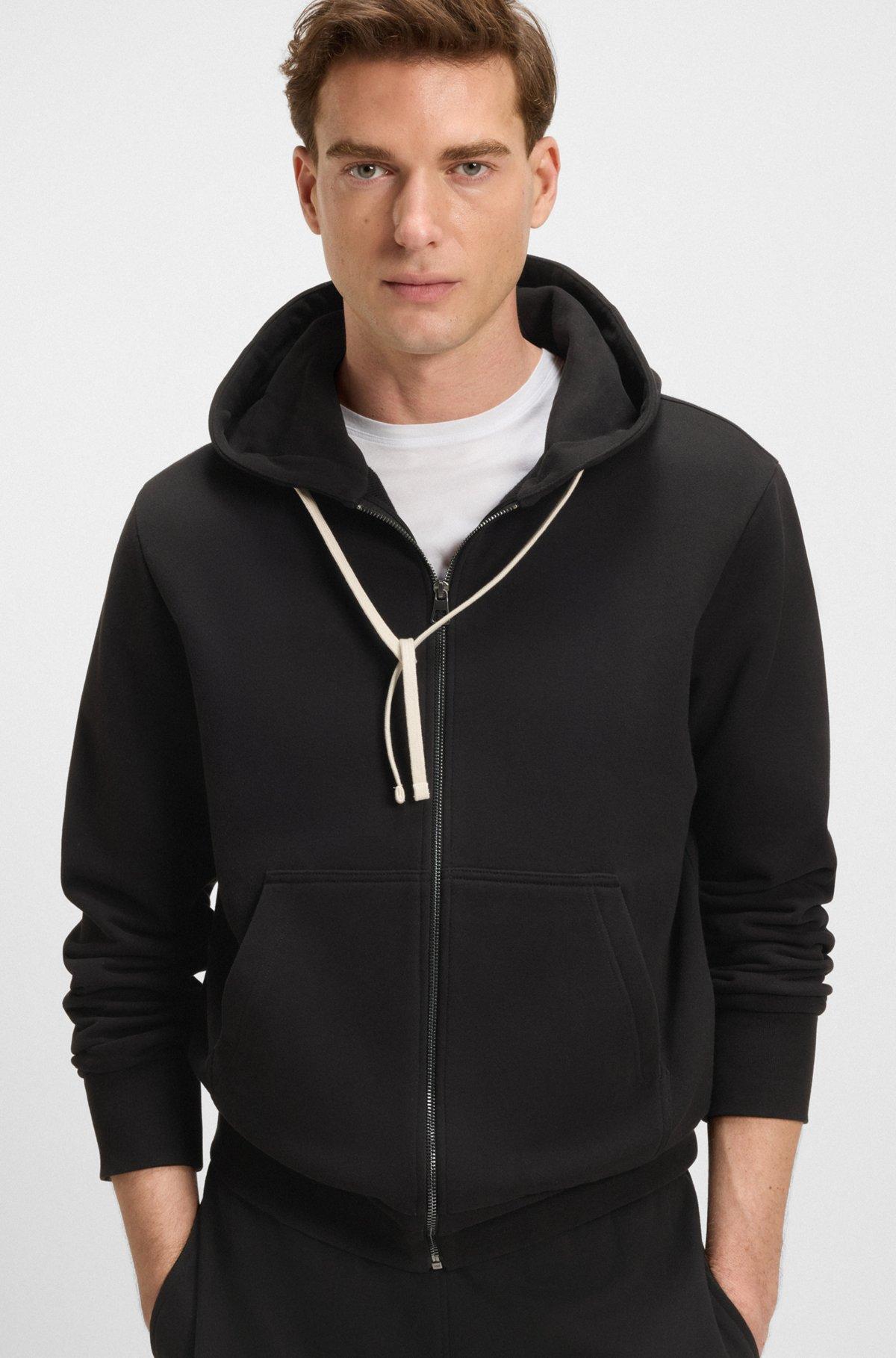 BOSS - BECKHAM x BOSS zip-up hoodie in mercerised cotton terry - Black Product Image
