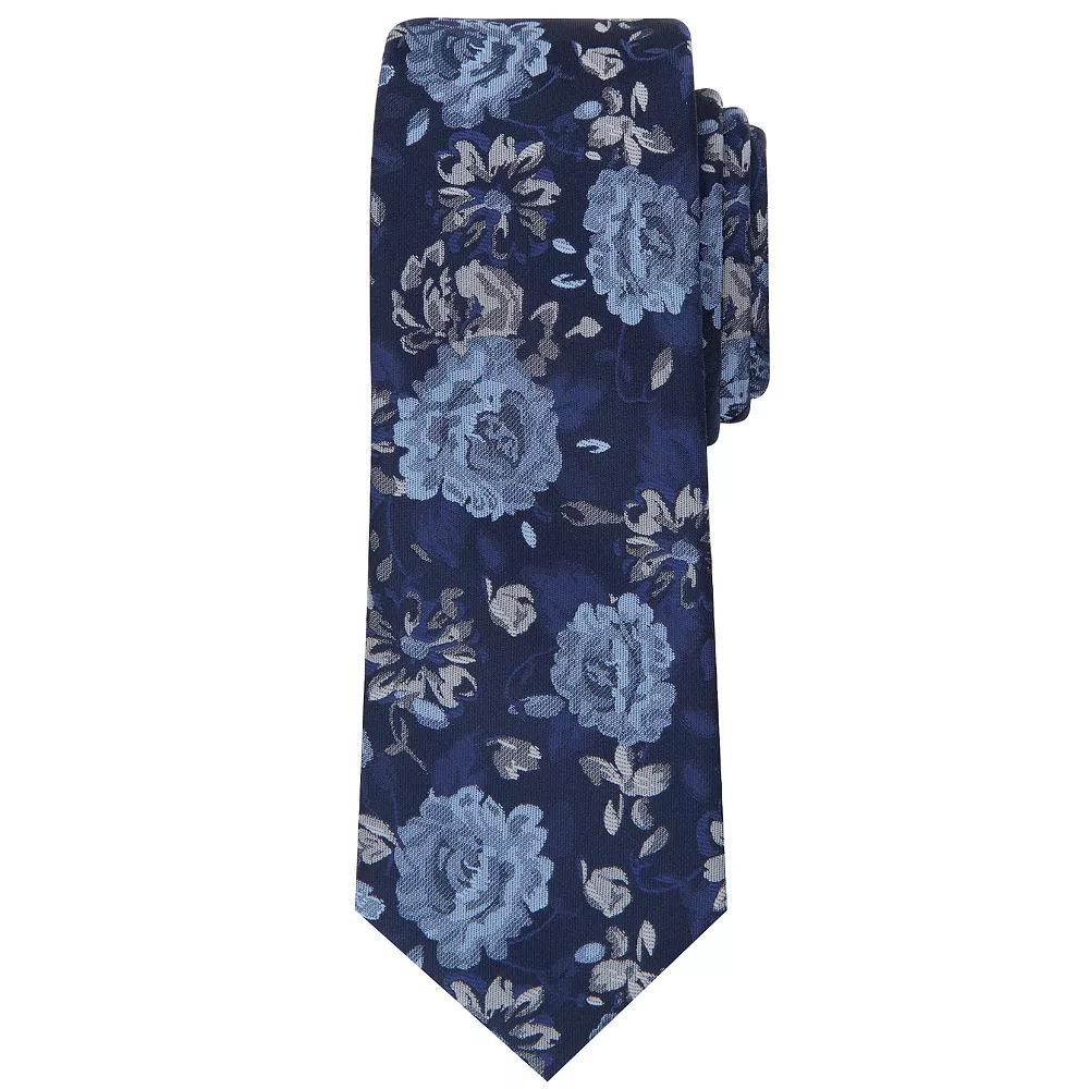 Men's Bespoke Floral Skinny Tie, Blue Barrett Product Image