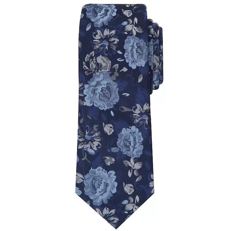 Men's Bespoke Floral Skinny Tie, Blue Barrett Product Image