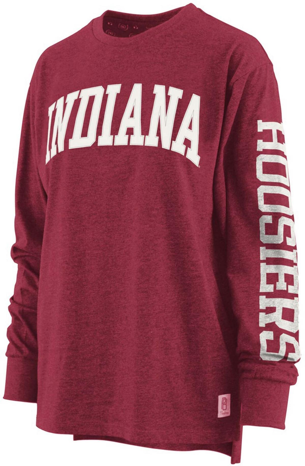 Women's Pressbox Heathered Crimson Indiana Hoosiers Two-Hit Canyon Long Sleeve T-Shirt, Size: Medium Product Image