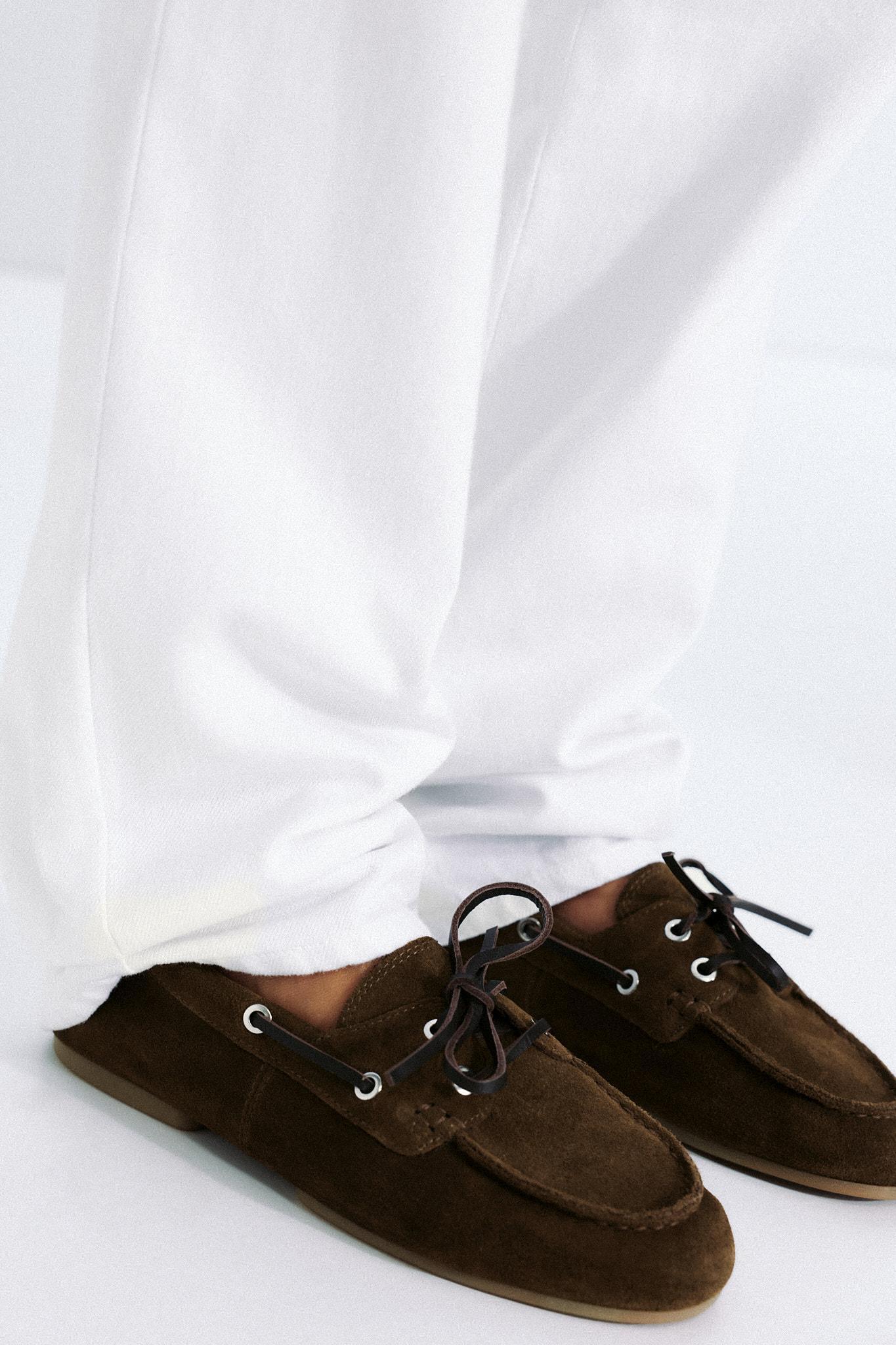 SUEDE TOPSTITCHED LOAFERS Product Image