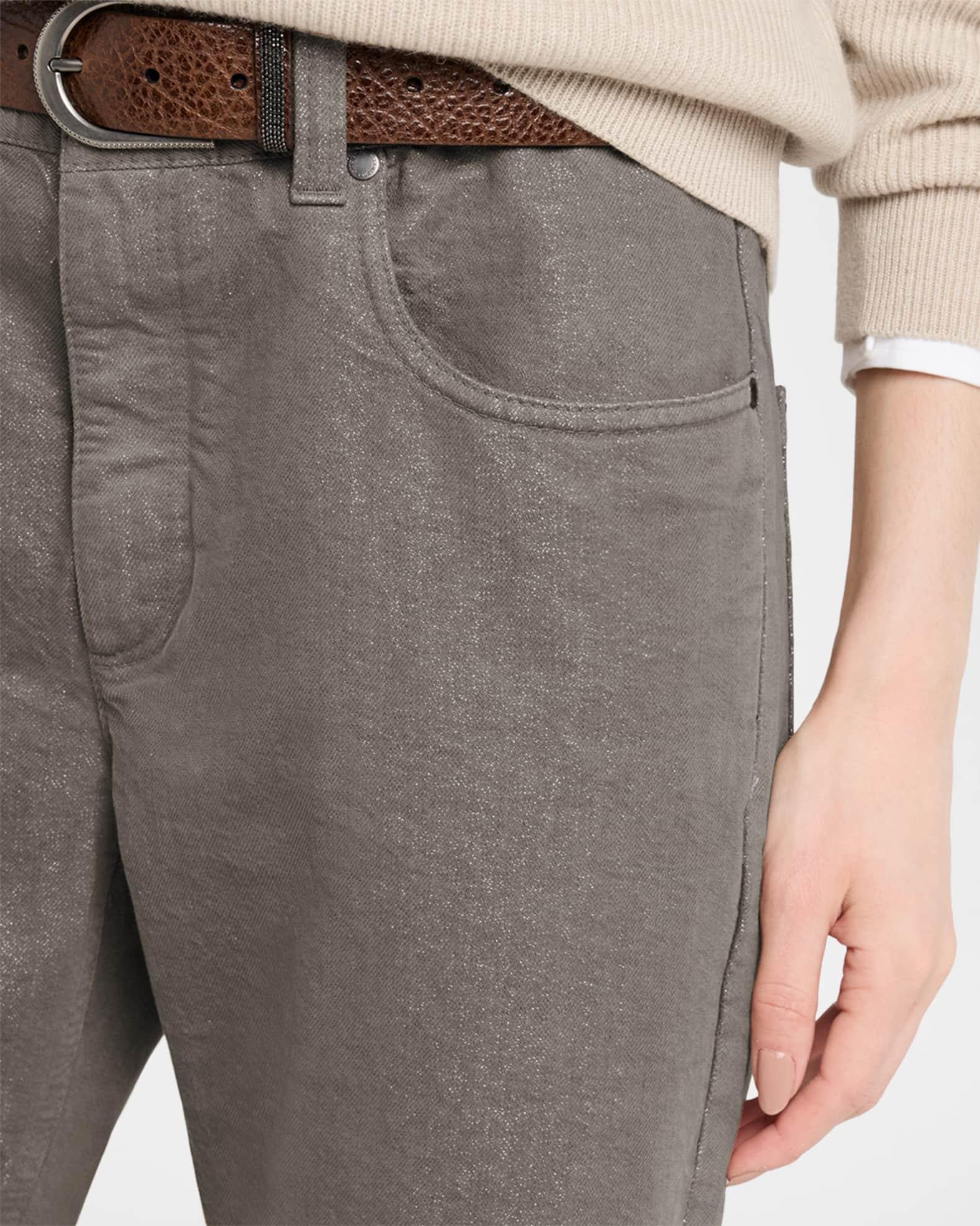 Dyed Lurex Straight Boyfriend Jeans Product Image