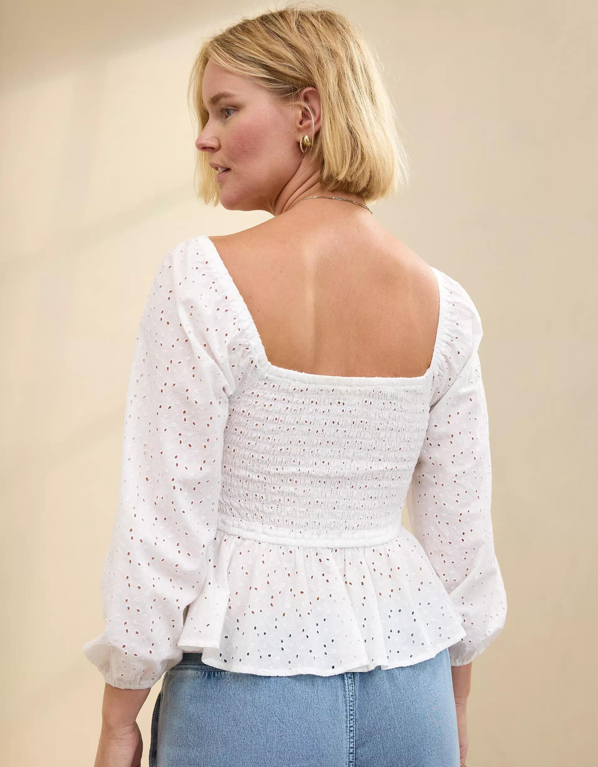 Aerie Long Sleeve Peplum Top Product Image