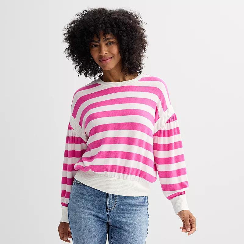 Women's Sonoma Goods For Life® Striped Cozy Pullover, Size: XS, Pink Tan Stripe Product Image